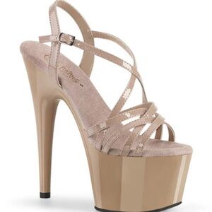 Pleaser Adore 713 - Beige Strap Platform 7” Stiletto Heel